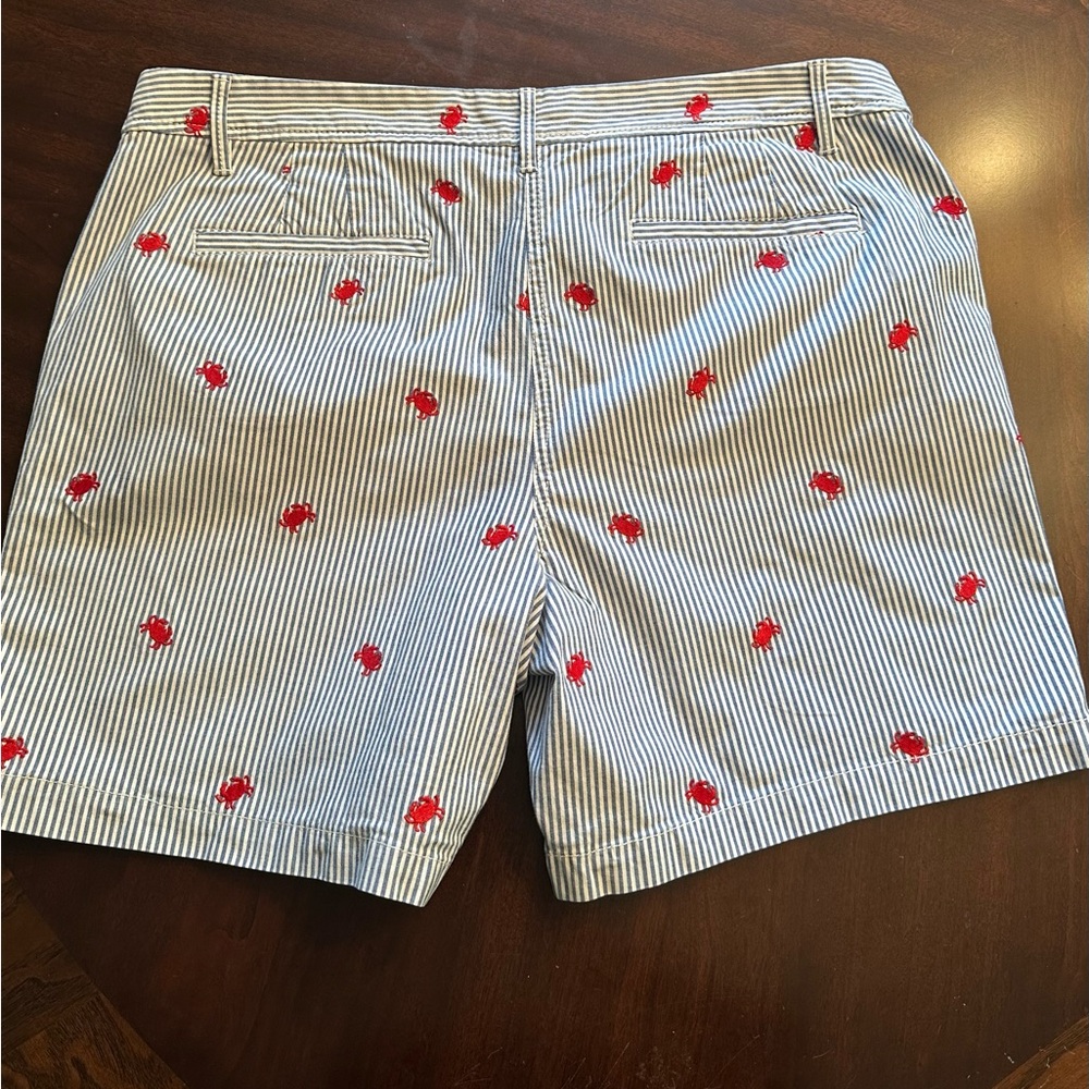 Talbots Blue Striped Shorts with Red Embroidery - Picture 2 of 3